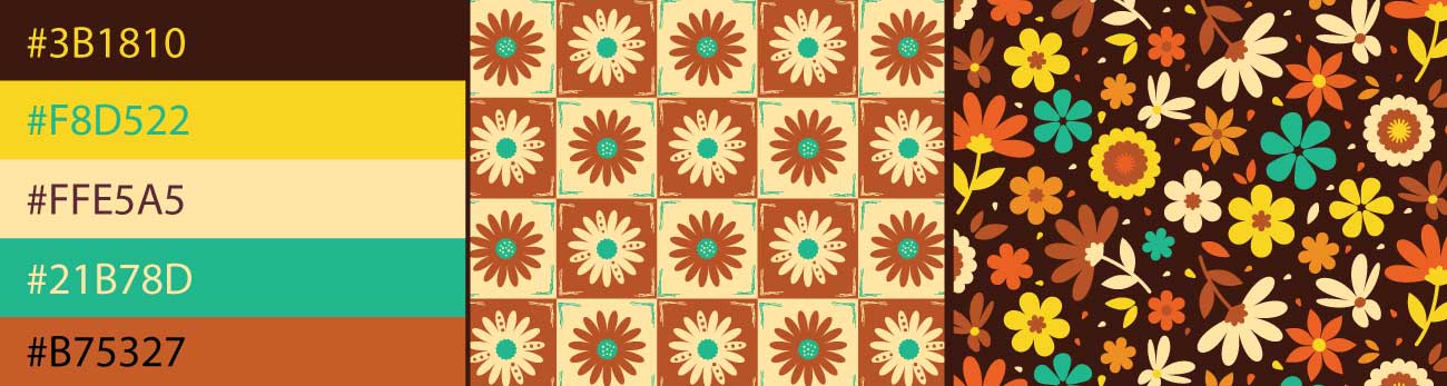 1960s patterns and Colors in fabric design